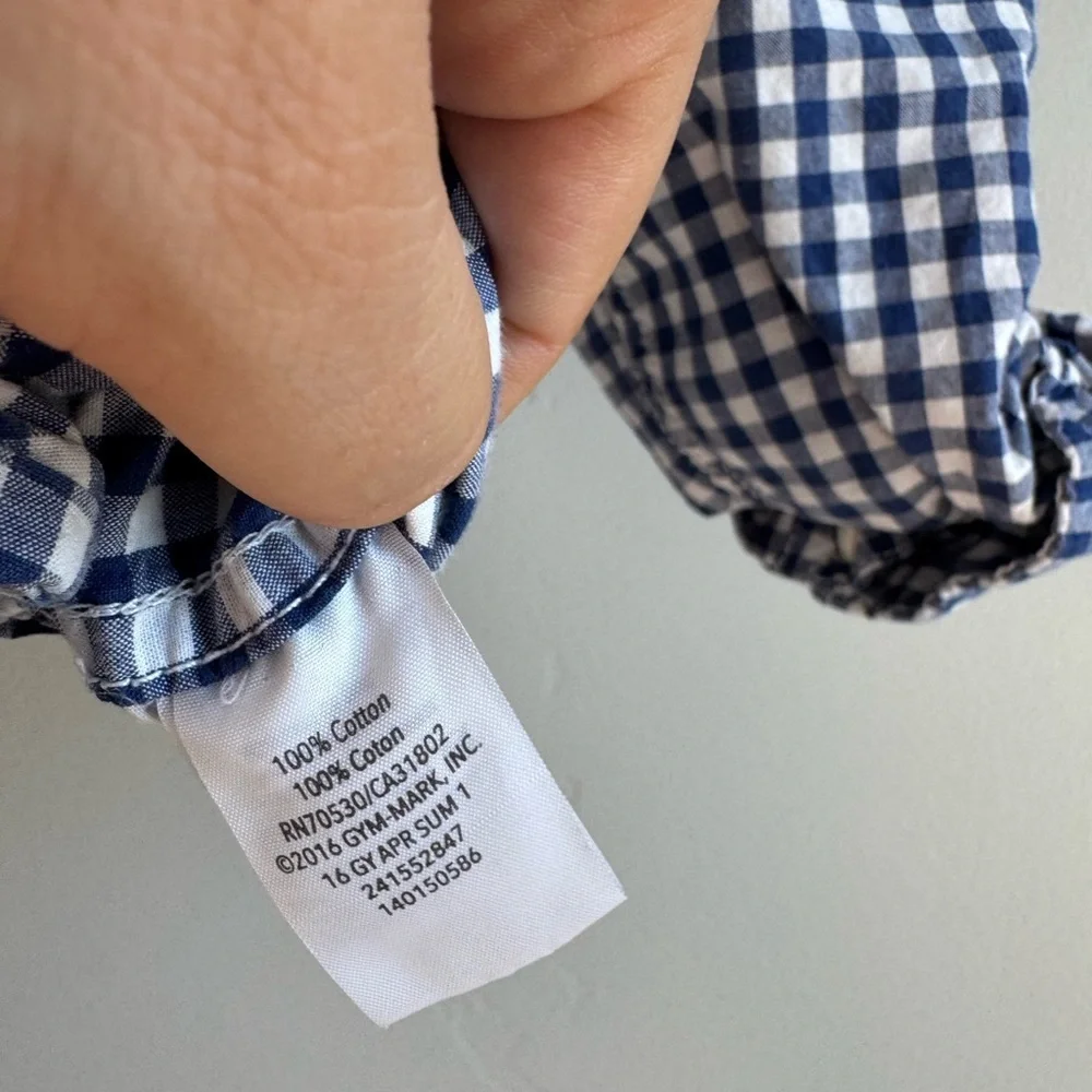 Gymboree 4T Blue Gingham Button Down Shirt Preppy Cottagecore School Preppy
